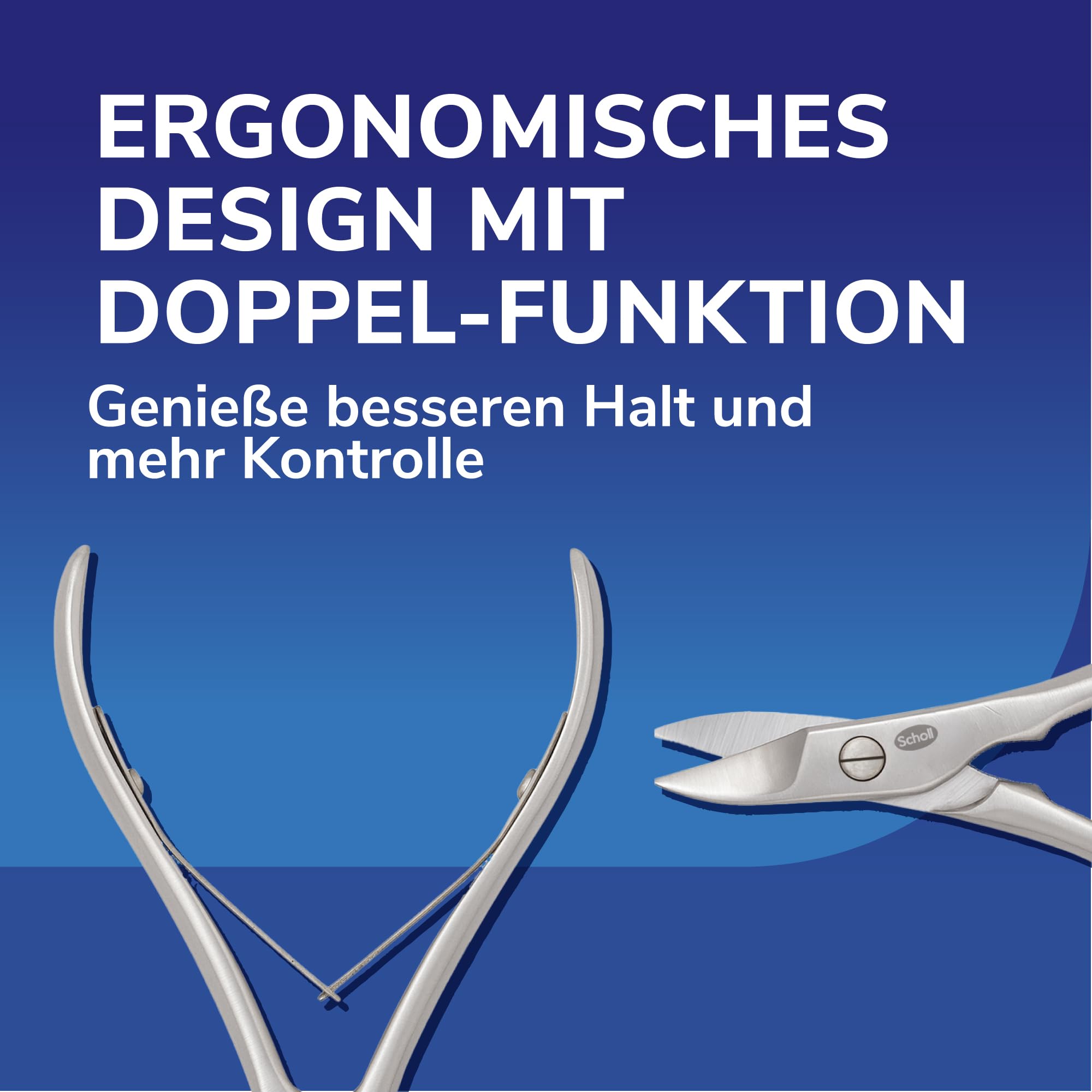 Dr. Scholl’s Fußnagelschere - Leistungsfähige Nagelschere &-knipser aus Edelstahl für dicke Nägel,Präzision beim Schneiden von Zehen- und Fingernägeln, Pediküre-Werkzeug mit doppelter Wirkung, 1 Stück