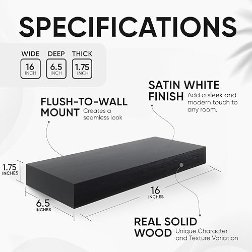 Vista 50 de Homeforia Estantes flotantes de madera de 36 pulgadas, estante flotante grande de madera natural maciza de alta gama de 36 pulgadas, estantes