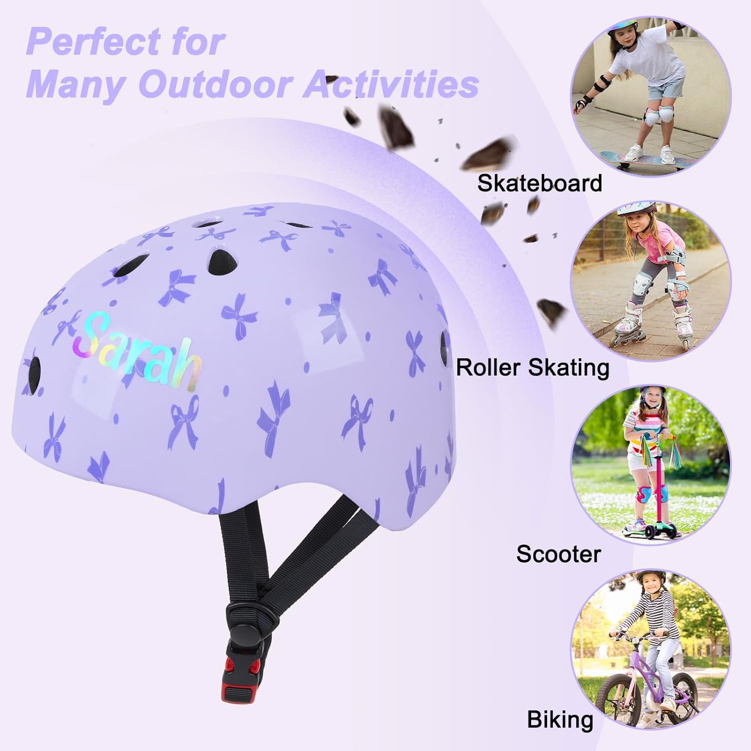 Kids Helmet, Toddler Bike Helmet with DIY Stickers Unicorn Knee Pads and Elbow Pads Set Adjustable Protective Gear Set for Girls Age 3-5-8 Years fit Roller Skates, Bicycle, Skateboarding, Scooter