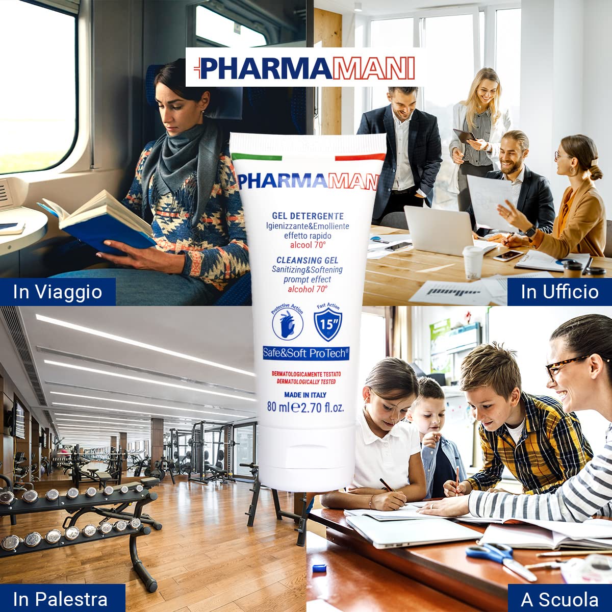 Pharmamani KIT 12 PEZZI GEL IGIENIZZANTE MANI 80 ml 70% Alcool
