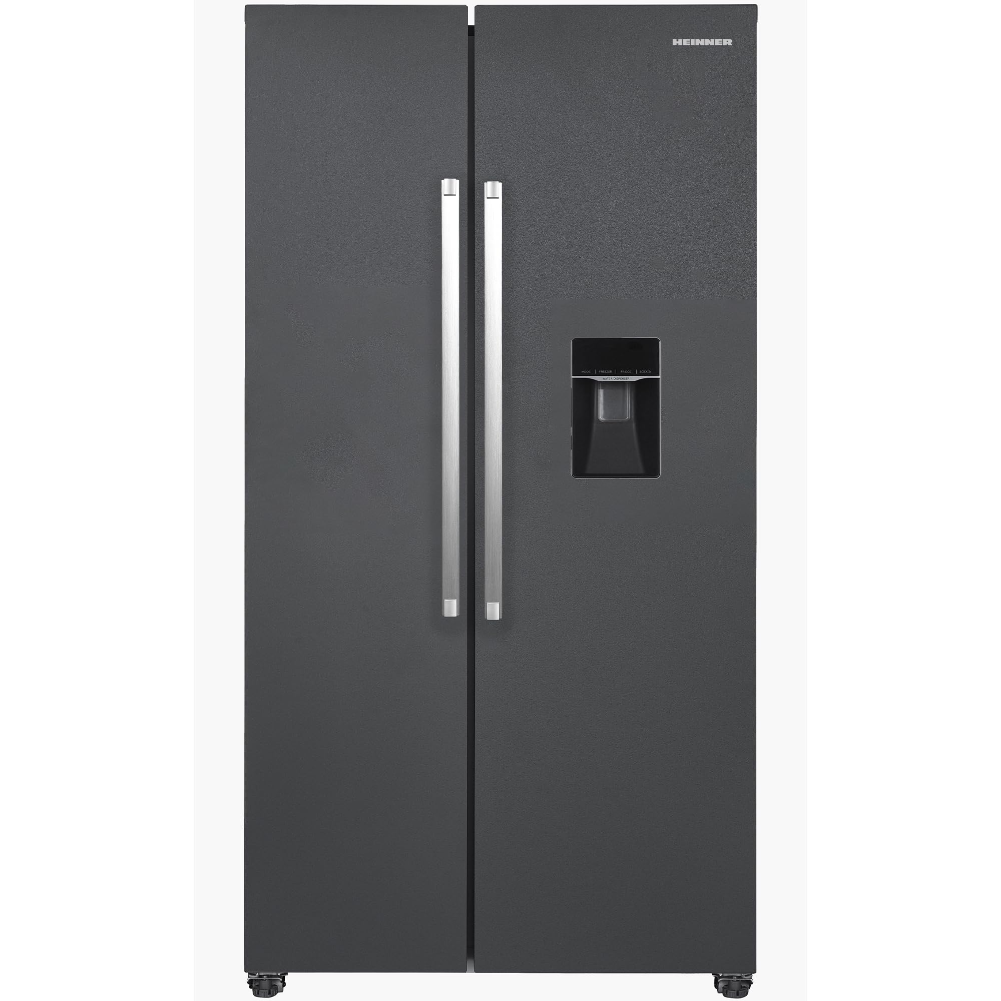 Side-by-Side Kühlschrank 439 L – Total No Frost, Inverter-Kompressor, Wasserspender – amerikanischer Kühlschrank mit Doppeltür, Dunkelgrau, Energieeffizienzklasse E – HSBS-HM439NFINVDGWDE