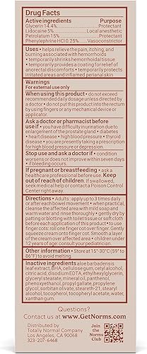 Miniatura 10 de Norms Crema de tratamiento de hemorroides, fuerza máxima 5% lidocaína, alivio rápido para el dolor hemorroidal, hinchazón, picazón, con fenilefrina