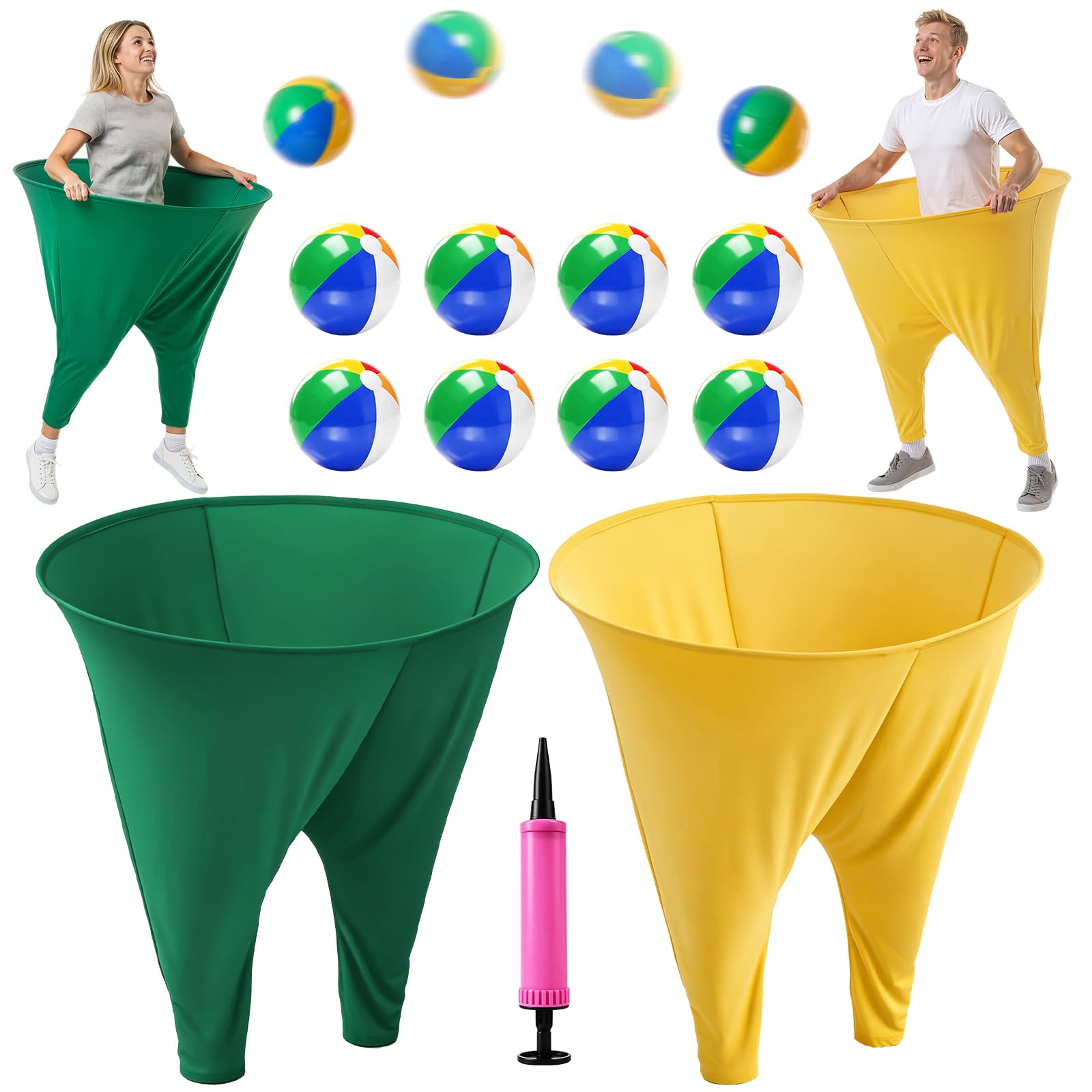 FOTSHARER Granny Pants Yard 2Pcs Pants with 8 Bouncy Balls and 1 Air Pump Oversized Granny Pants Outdoor Toss Game for Adults and Family Interactive Throwing for Group Gatherings