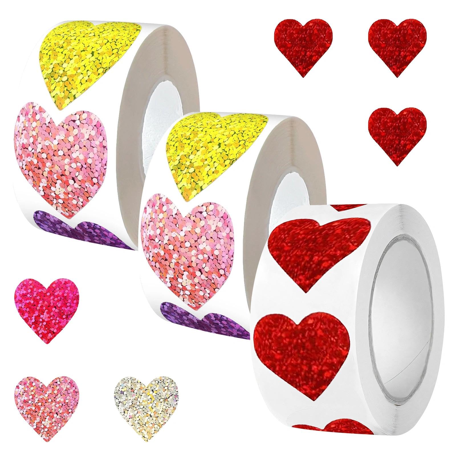 1500PCS Heart Stickers Roll, Valentine's Day Love Stickers