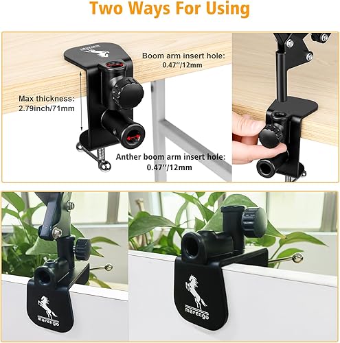 Miniatura 5 de Soporte de abrazadera de escritorio para micrófono, soporte de brazo de brazo de brazo de mesa, soporte de abrazadera C con tripulación ajustable,