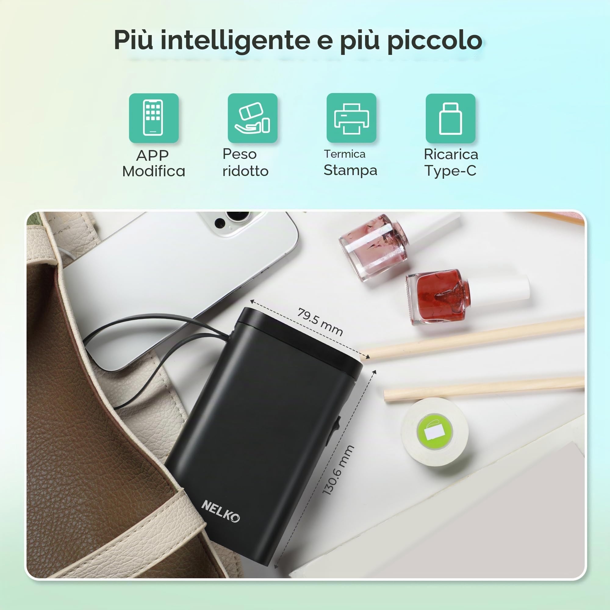 Nelko P21 Etichettatrice Bluetooth Mini Stampante Portatile Nero