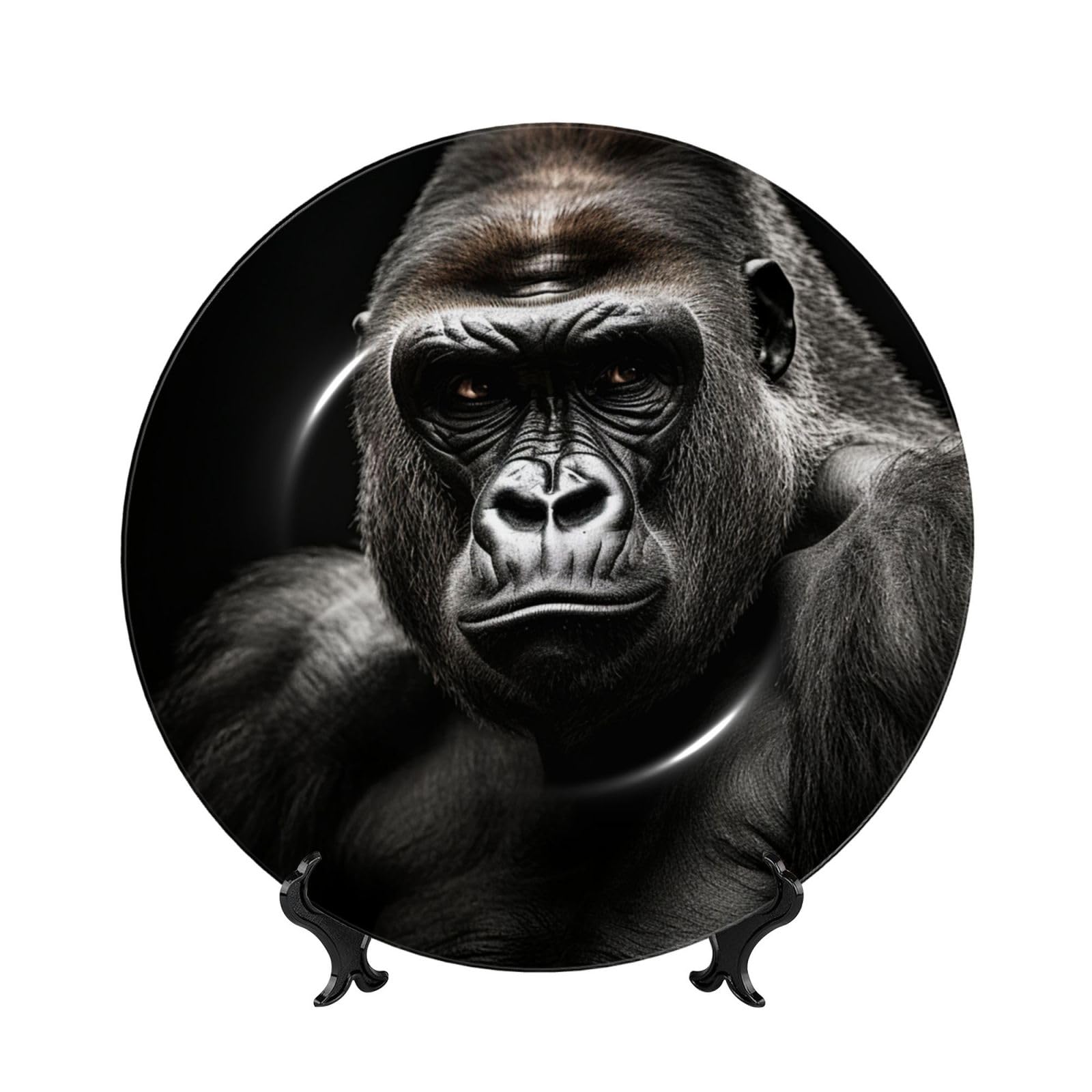 Assiette en porcelaine anglaise gorille mâle, cadeau idéal déco bureau