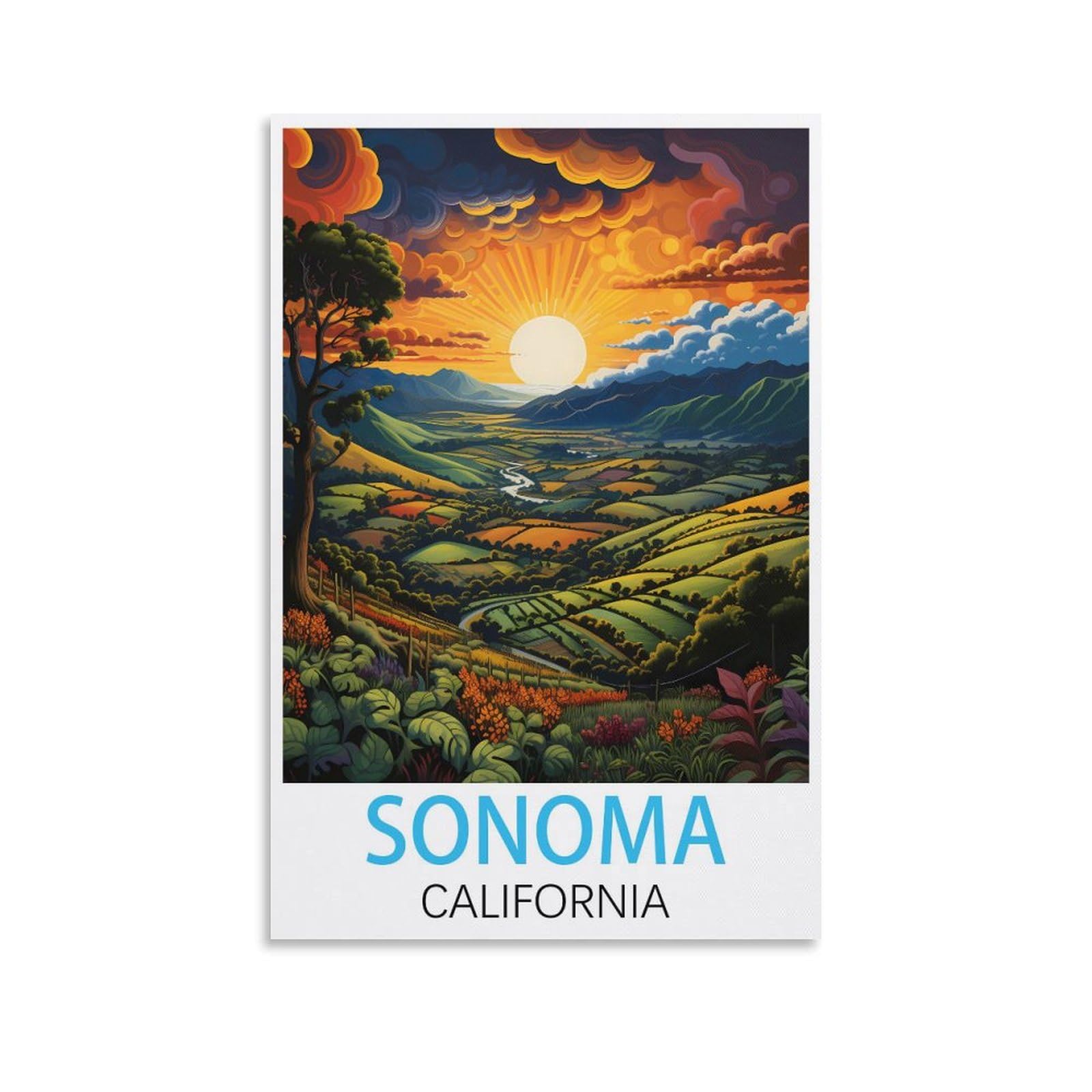 EZMLFA 5D Diamond Painting Kits for Adults,Sonoma California,for Adults Beginners of All Ages, Round Full Drill Arts and Crafts Gems Home Wall Decor 40x50cm