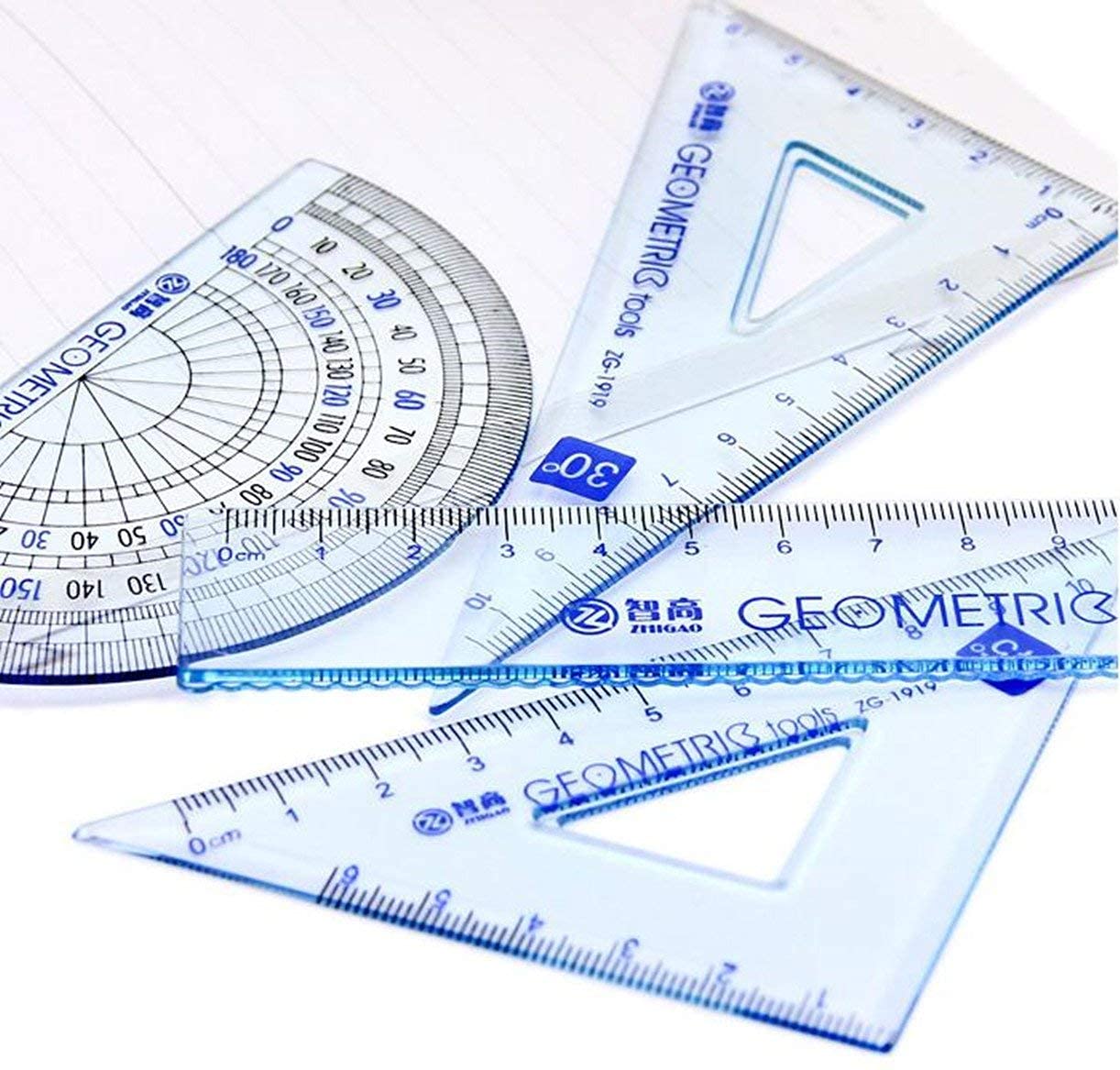 ZHONGJIUYUAN 40er-Set (1 Box) 4 stlye Lineale Dreieckslineal Winkelmesser Schule Kinder Geschenk-Set Messwerkzeuge Schreibwaren Zubehör