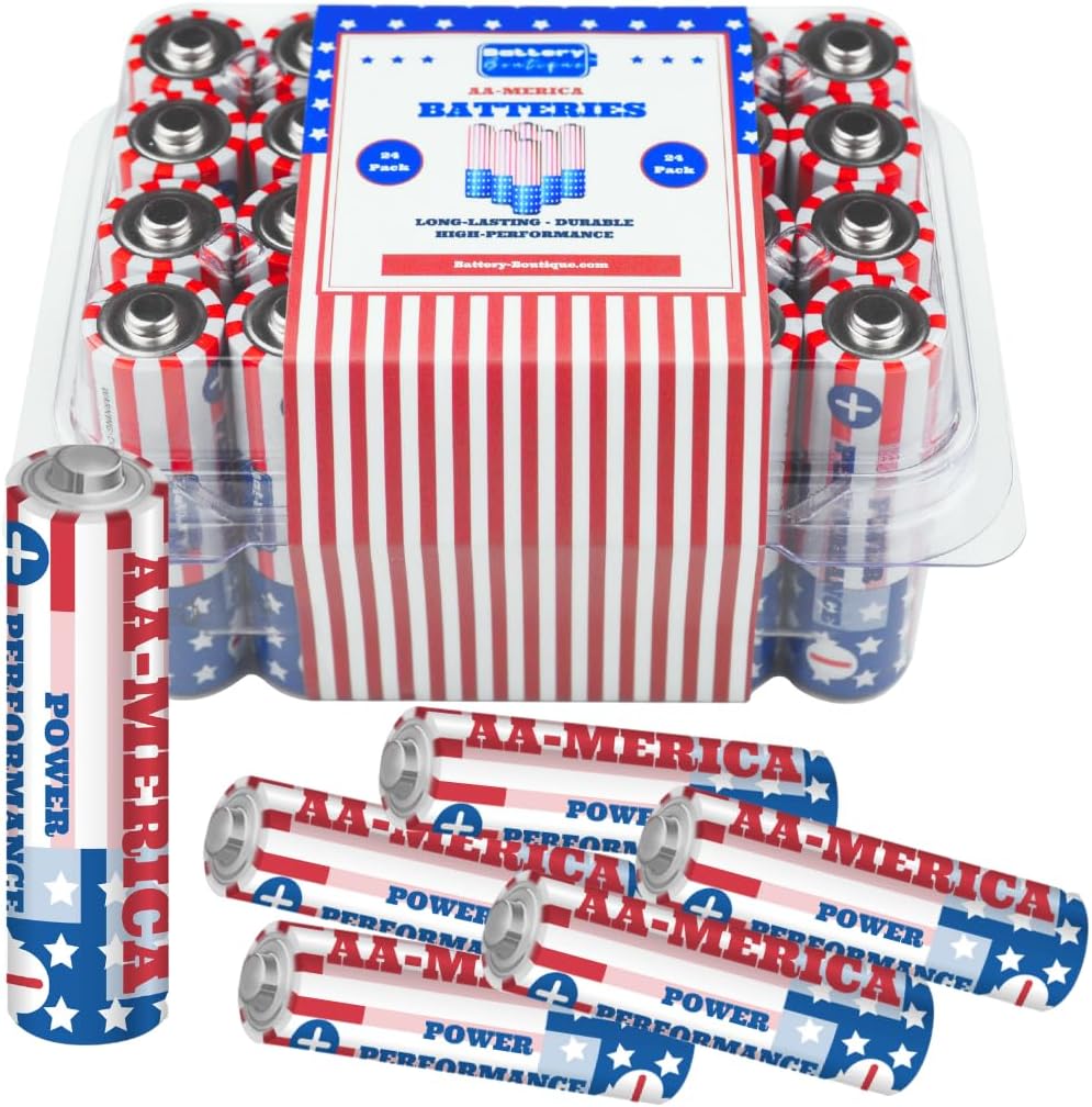 Battery BoutiqueBattery Boutique AA-Merica Power Performance Batteries | 24 Pack AA Batteries, Double A Battery (Alkaline - 1.5V) | Durable & Long-Lasting | America, American, USA