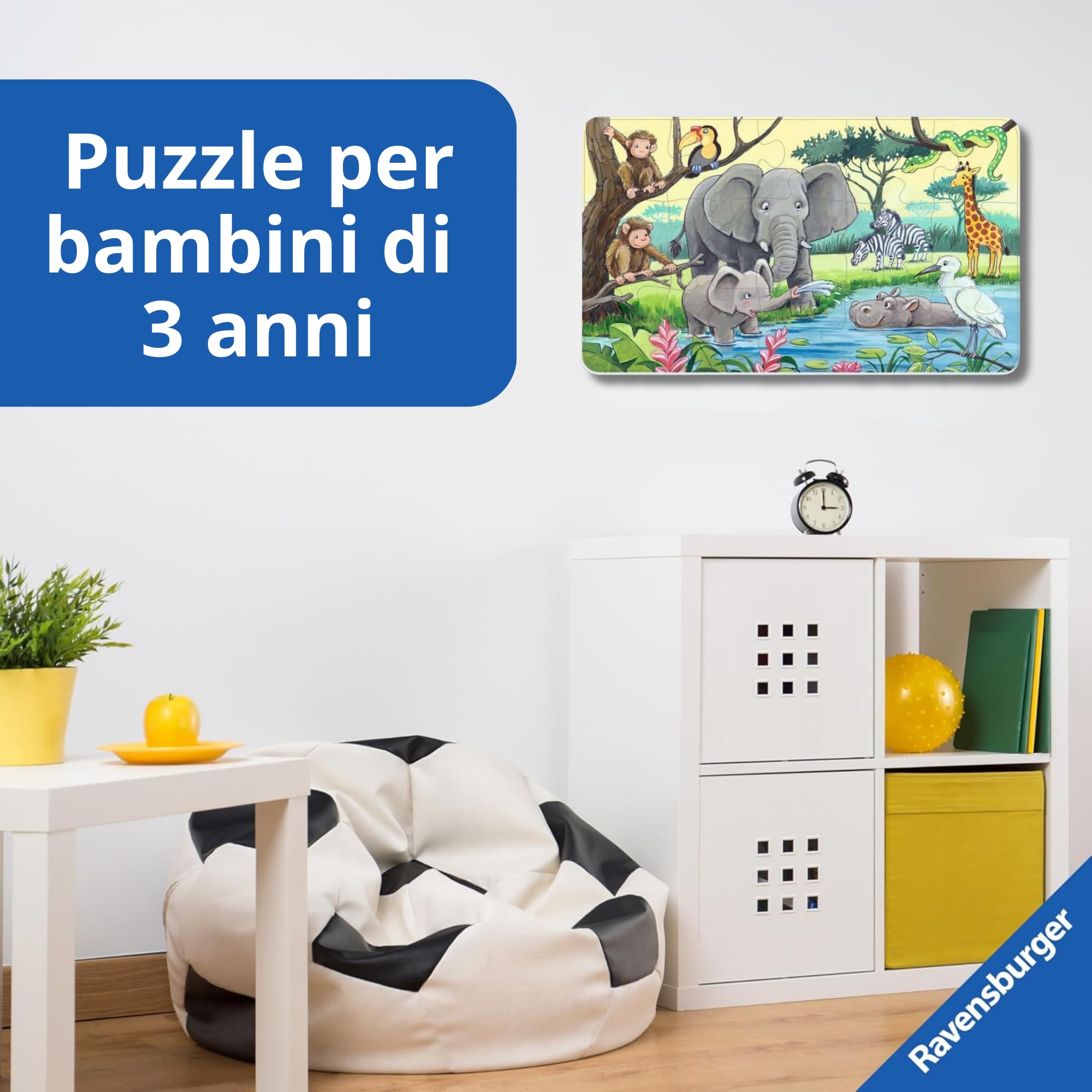 Ravensburger Puzzle Bambini 3 Anni Animali Africa 15 Pezzi Inclusi Incorniciati Giochi Educativi Regalo