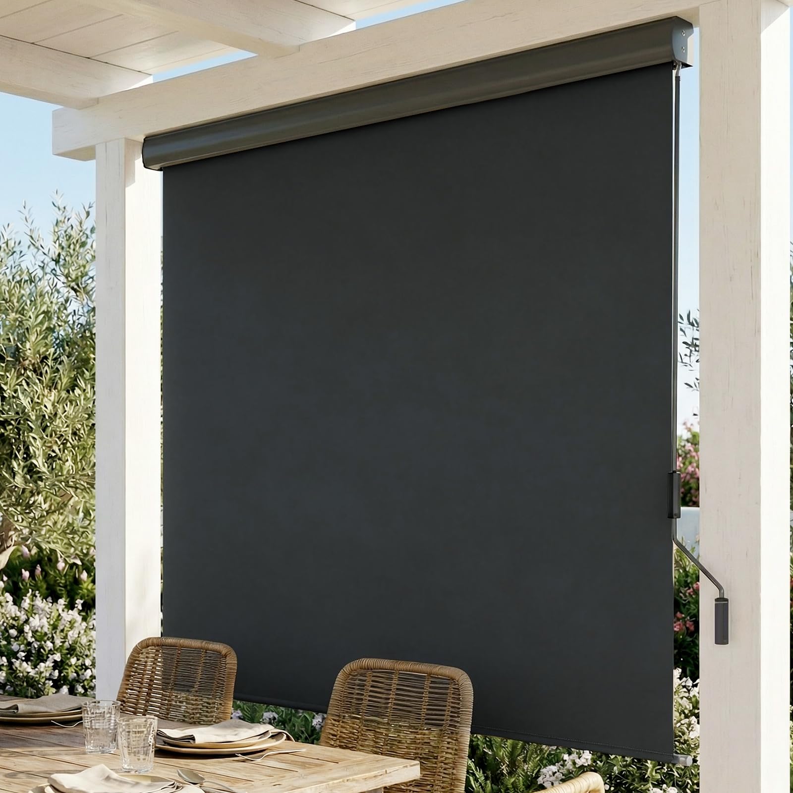 Huracan Store Vertical Extérieur 160 x 250 cm, Protection Solaire en Aluminium avec Manivelle, Résistant à l'eau, Store de Jardin, Store de Terrasse, Balcon Brise-Vue, Anthracite