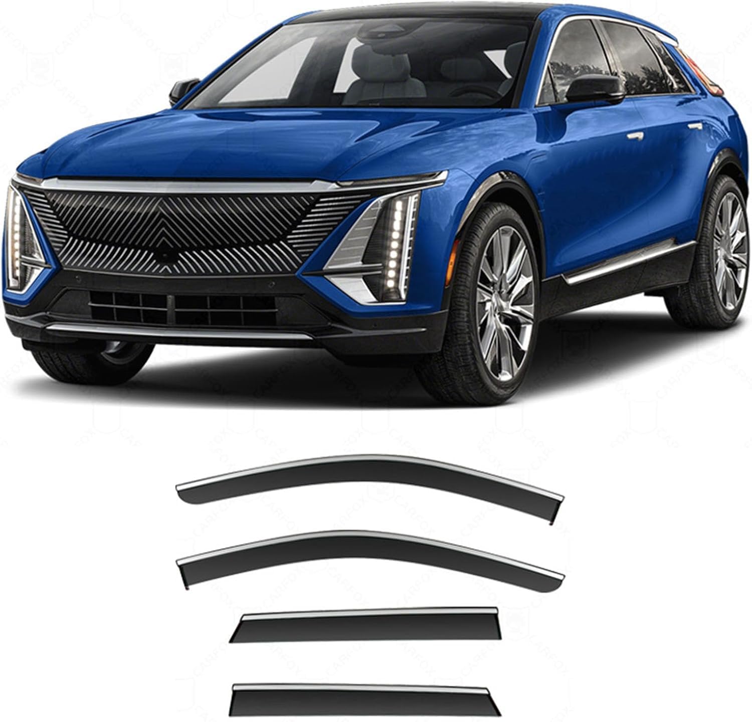 FengXH Window Deflectors for Cadillac Lyriq MK1 2022++ - 4pc Smoke Tint, Waterproof, Noise Reducing.