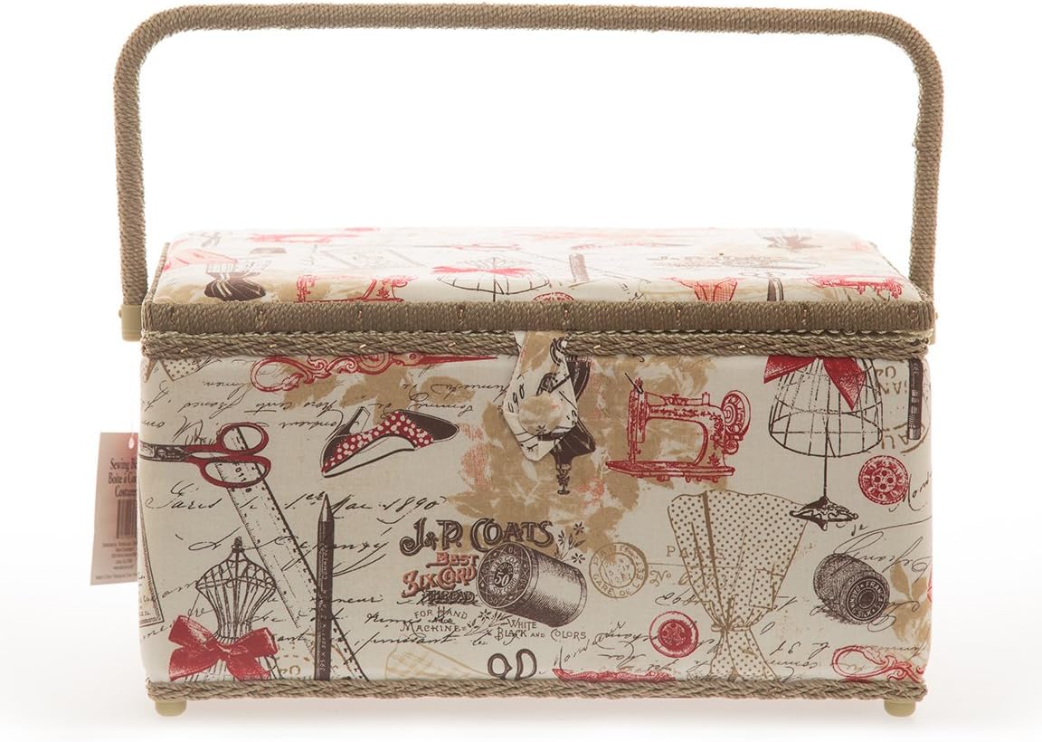 Allary 4397 Jumbo Tan 16"x10"x8" Rectangle Sewing Basket Bundle with 811 Sewing Accessory Kit