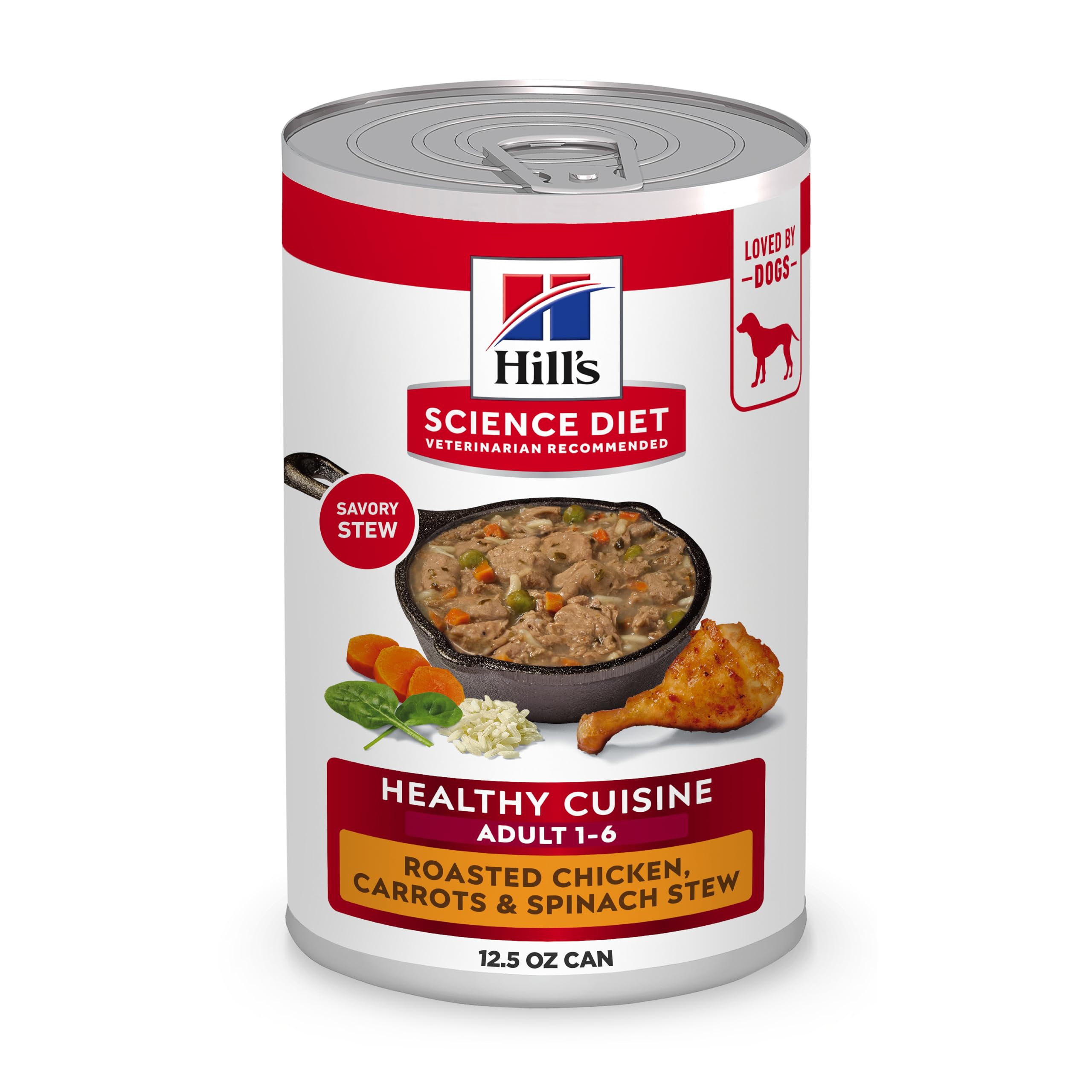 Healthy Cuisine, Adult 1-6, Great Taste, Wet Dog Food, Roasted Chicken, Carrots & Spinach Stew, 12.5 oz Can, Case of 12