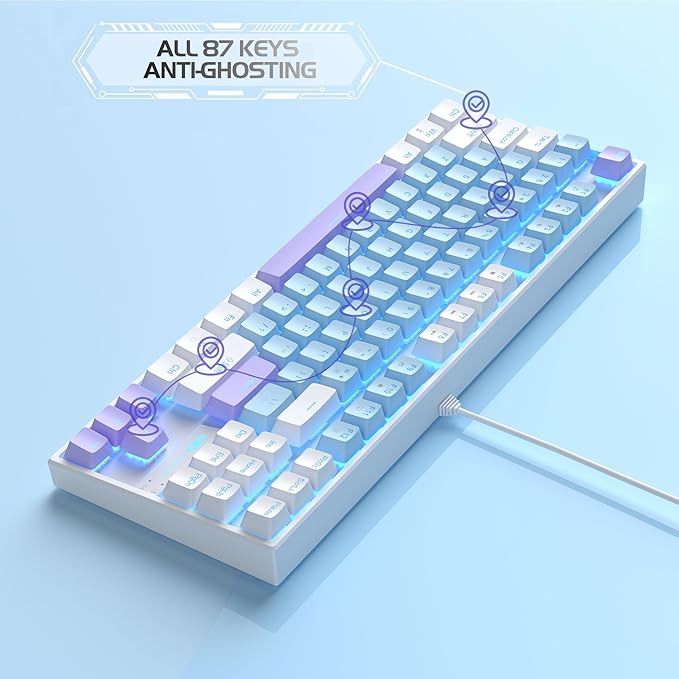 Teclado Gamer Mecánico 75% MageGee, Switch Azul, 87 Teclas miniatura 5