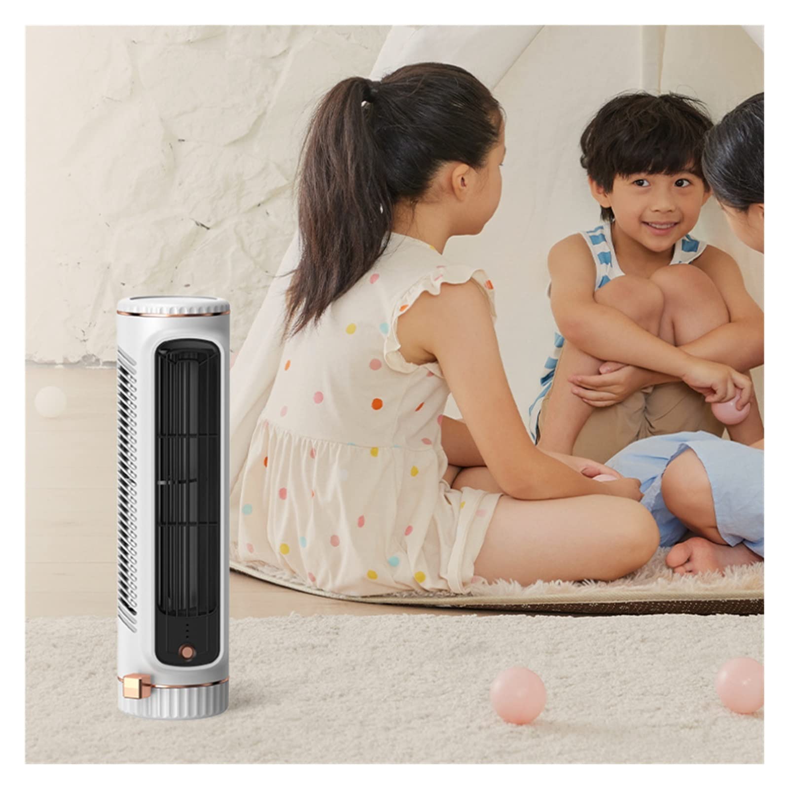 Piccolo Ventilatore a Torre Senza Foglie, Ricarica USB da Tavolo, Ventilatore Elettrico Verticale Portatile per Uso Domestico, a Basso Rumore, per Studenti, Ufficio, Facile da Usare (Verde)