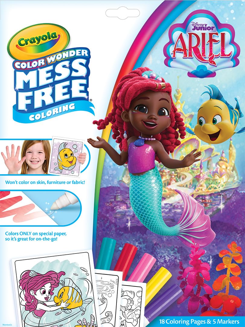 CRAYOLA Color Wonder - Ariel Colouring Mess-Free Book (Includes 18 Colouring Pages & 5 Magic Color Wonder Markers)