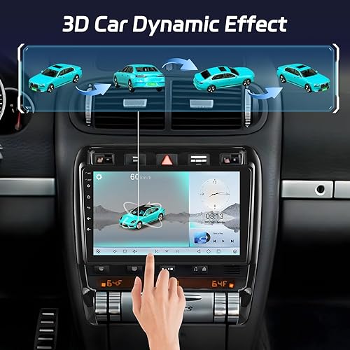 Vista 28 de NHOPEEW Radio Carplay Android para Porsche Cayenne 2003-2010 compatible con Carplay inalámbrico y Android Auto, pantalla táctil de 9 pulgadas