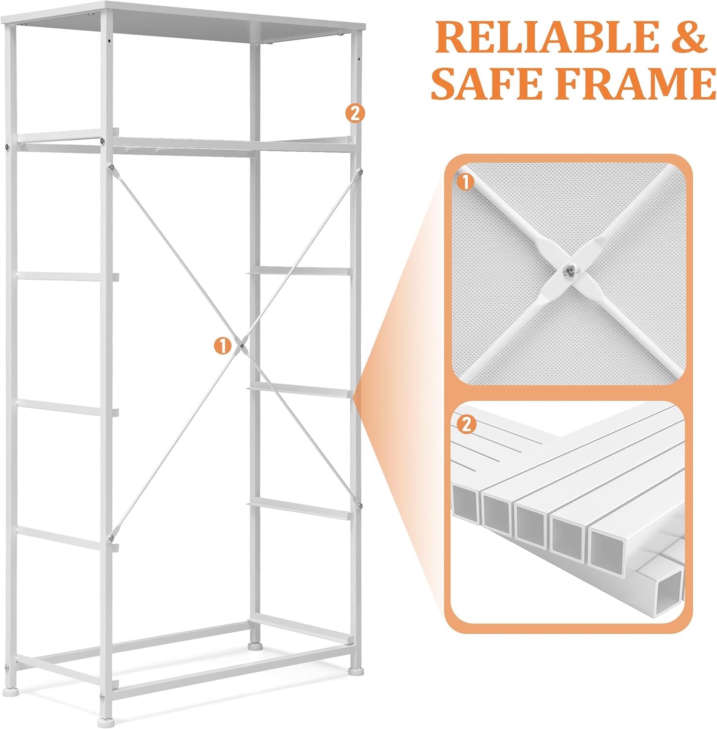 Fabric Dresser for Bedroom, Tall Skinny Dresser with 6 Drawers, Storage Organizer Tower, Steel Frame Wooden Top for Closet, Living Room, Hallway(White)