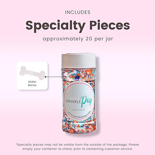 Miniatura 2 de Sprinkle Pop Oh Biscuits! Mezcla de espolvorear | Gránulos de melocotón azul, naranja y blanco con ~ 20 huesos de perro, gránulos con temática azul