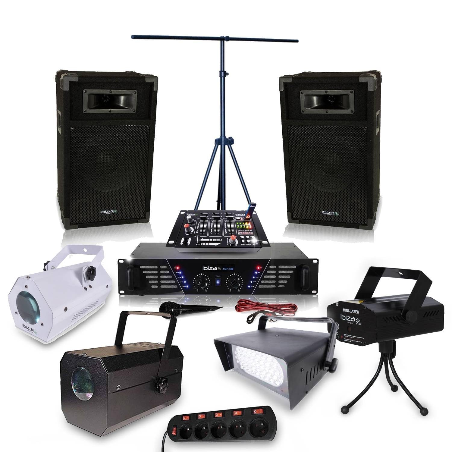 Pack Sono DJ Ampli 2 x 240 W + Effet Pack lumieres