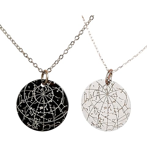 Black Night' Personalized Necklace | Constellation Pendant with Star Map Engraving ...