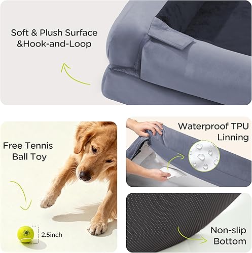 Miniatura 6 de Cama extra grande para perro, cama ortopédica XL lavable para perros grandes, sofá impermeable para mascotas con funda extraíble, parte inferior