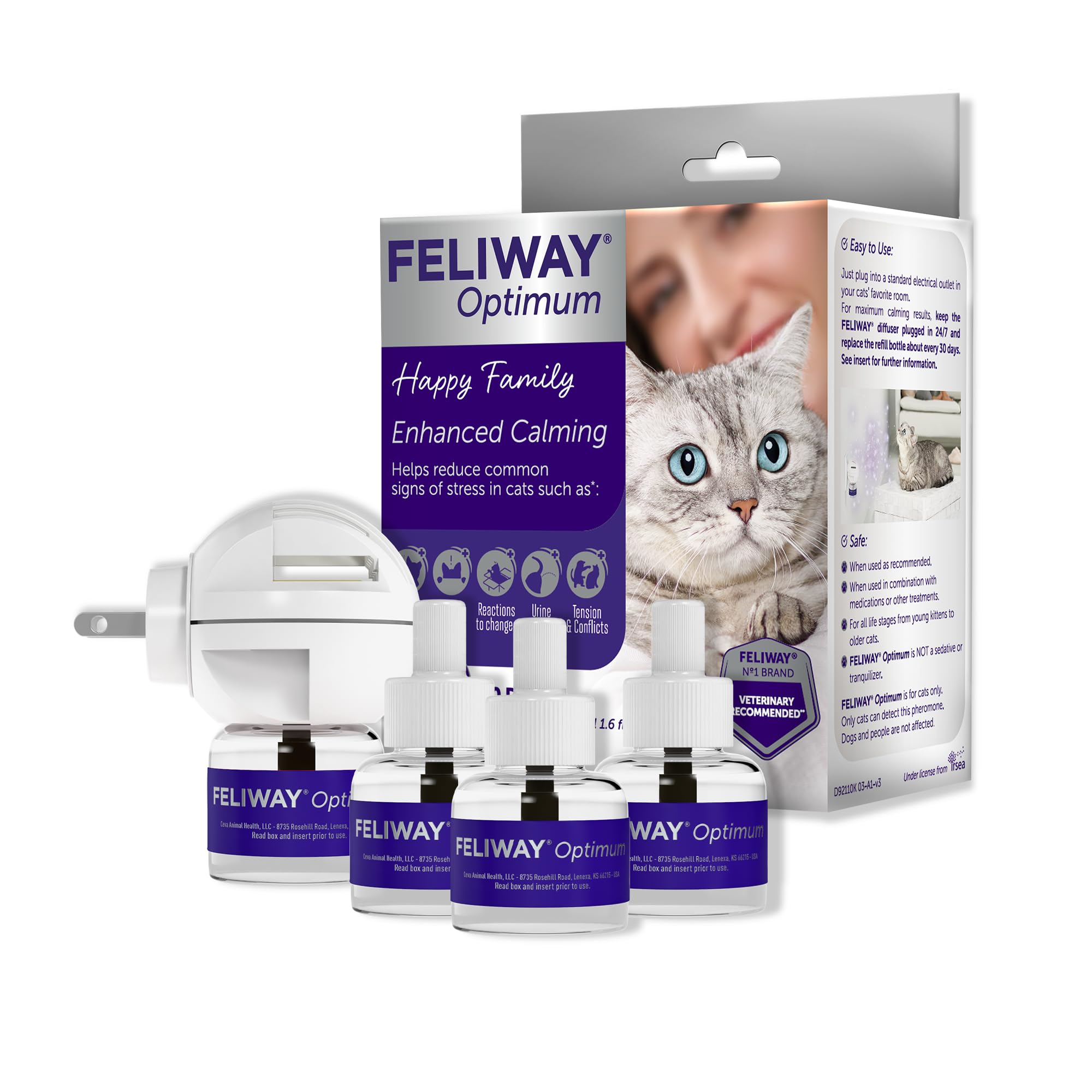 FELIWAY Optimum Cat, Enhanced Calming Pheromone Diffuser: 1 Diffuser Kit & 3 Refills