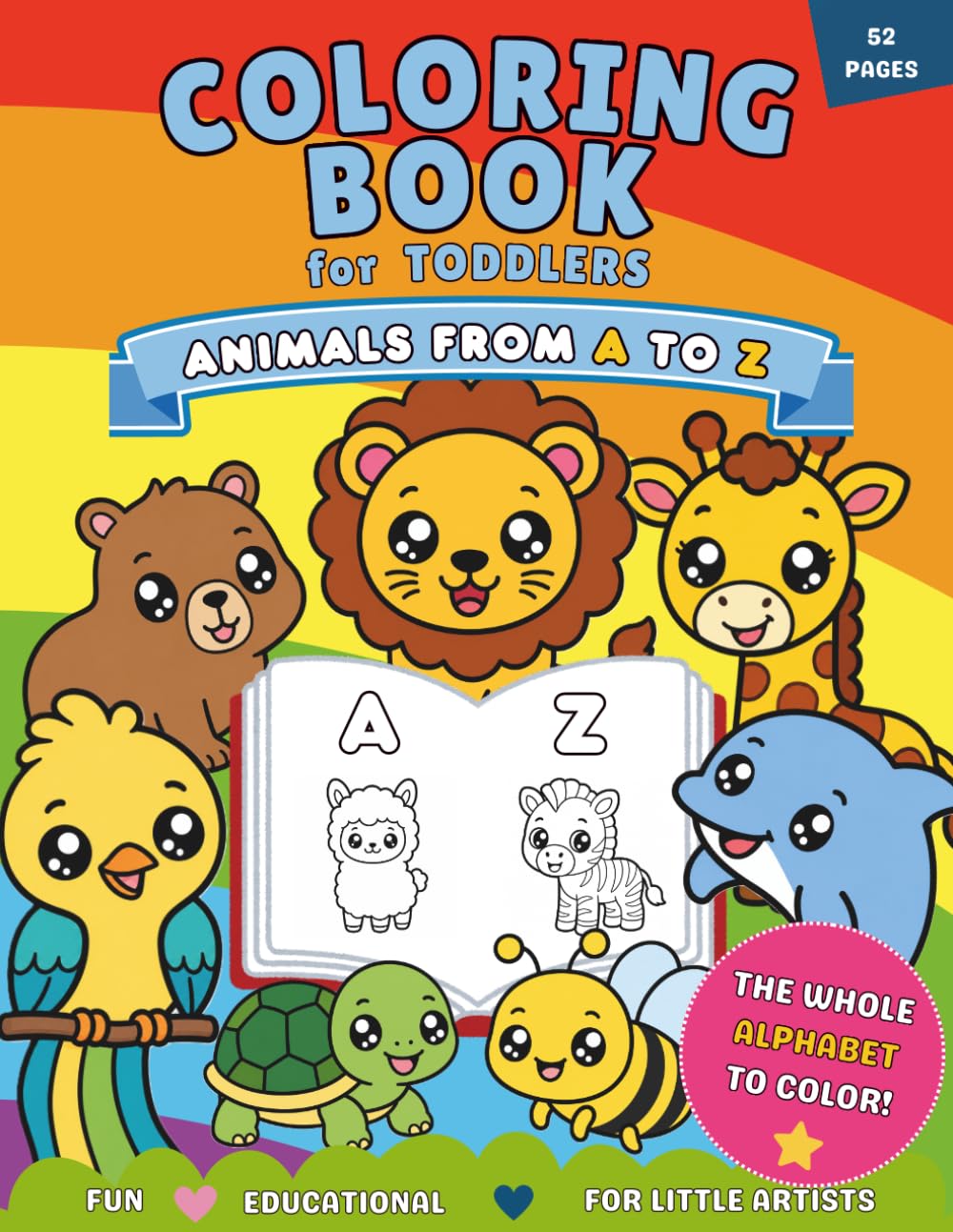 Kawaii Animals Coloring Book for Toddlers: Learn the Alphabet While Coloring Adorable Animals (Tiny Happy Learning)