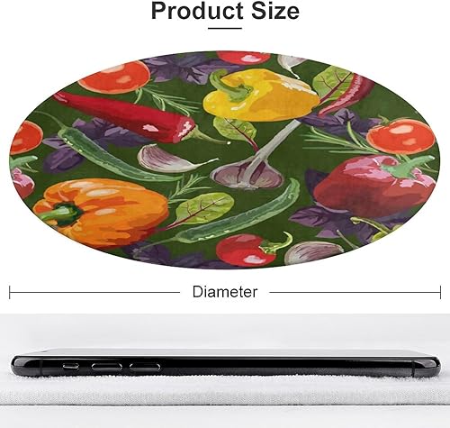 Miniatura 2 de Peppers - Alfombra redonda de tomate y vegetales, alfombra circular grande para cocina, sala de estar, dormitorio, decoración de 35.4 x 35.4 in