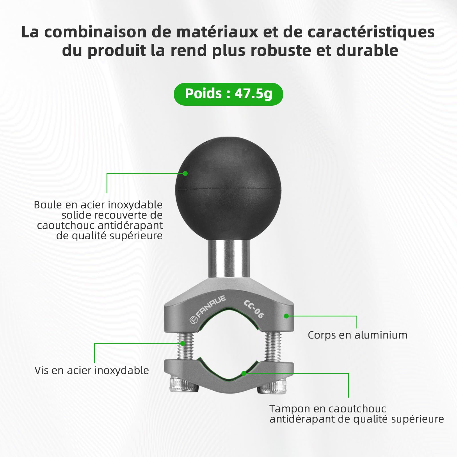 Base De Montage à Rotule 1 Pouce | Support Universel Pour GPS, Caméra, Téléphone | Pour Vélo, Moto, Voiture