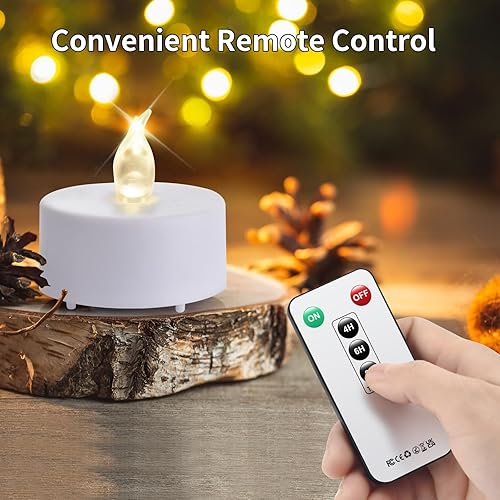 Miniatura 5 de Velas de té LED con control remoto lámpara de velas sin llama, realista y brillante, regalo de vacaciones parpadeante de larga duración, 300 horas