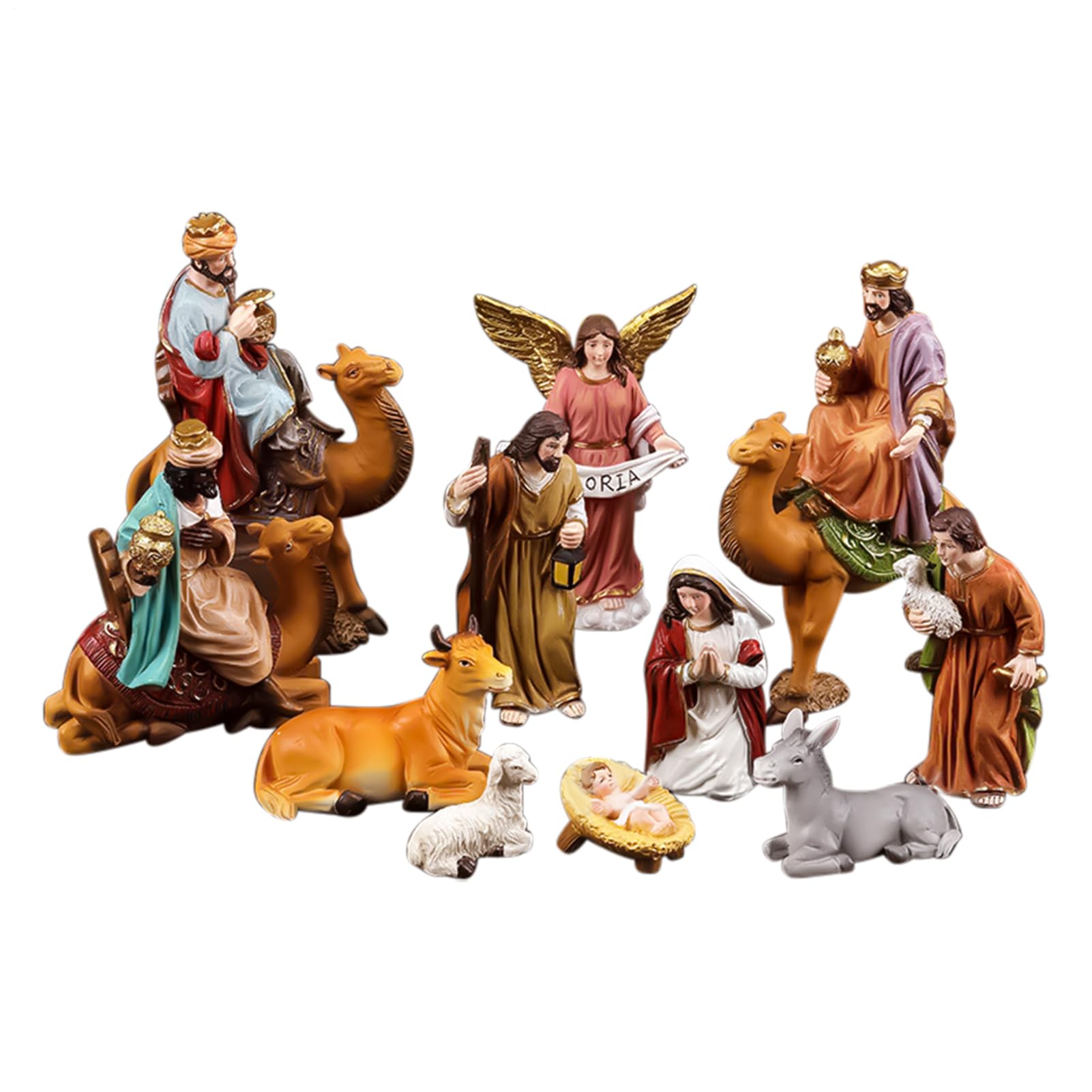 Figurki Szopki Dekoracyjna żywiczna szopka bożonarodzeniowa | Figurka Religijna Na Blat Na półkę, parapet, witrynę, szafkę nocną, kominek, dla grup kościelnych, kolekcjonerów