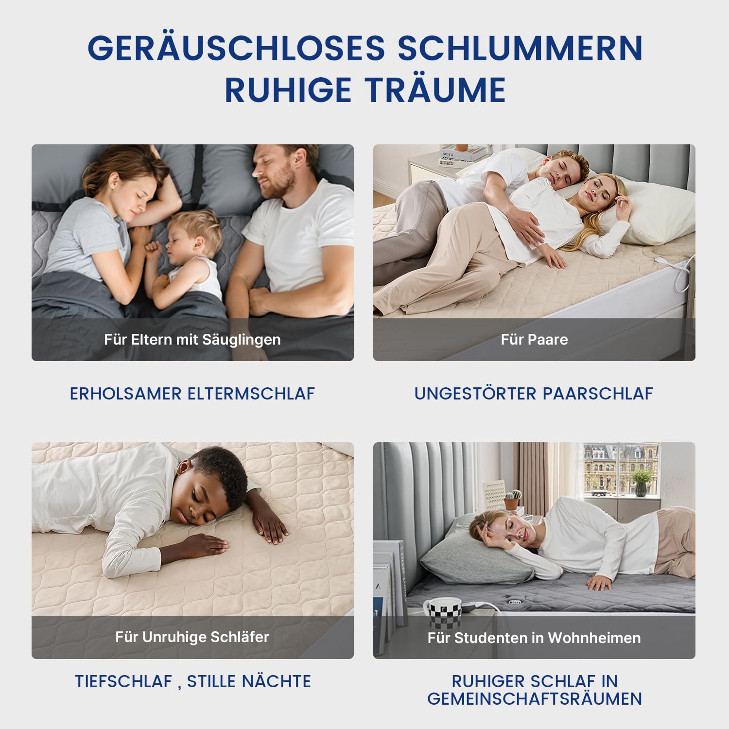 WOOMER Elektrische Wärmeunterbett mit Abschaltautomatik,200GSM/Samt Heizdecke mit 12h-Timer, 10-Stufen, Überhitzungsschutz, 5,8m Kabel, Für Matratzen bis 45cm / Waschbar/Hellbraun/135×190cm