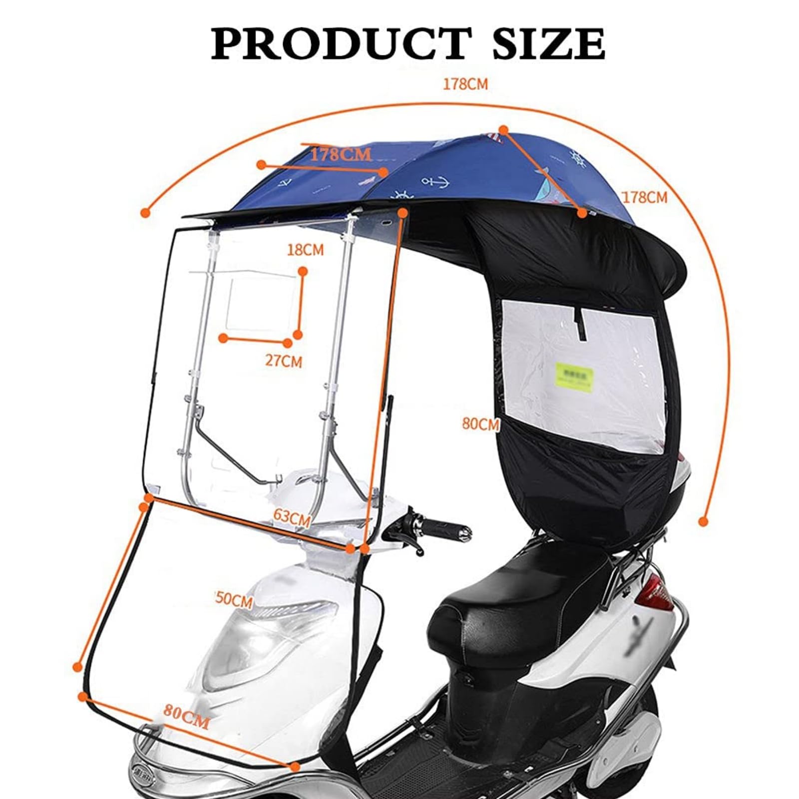 Motocykl skuter pokrywa wodoodporna na zewnątrz, samochód elektryczny baldachim osłona przeciwsłoneczna uniwersalny parasol do skutera mobilność parasol przeciwsłoneczny osłona przeciwdeszczowa