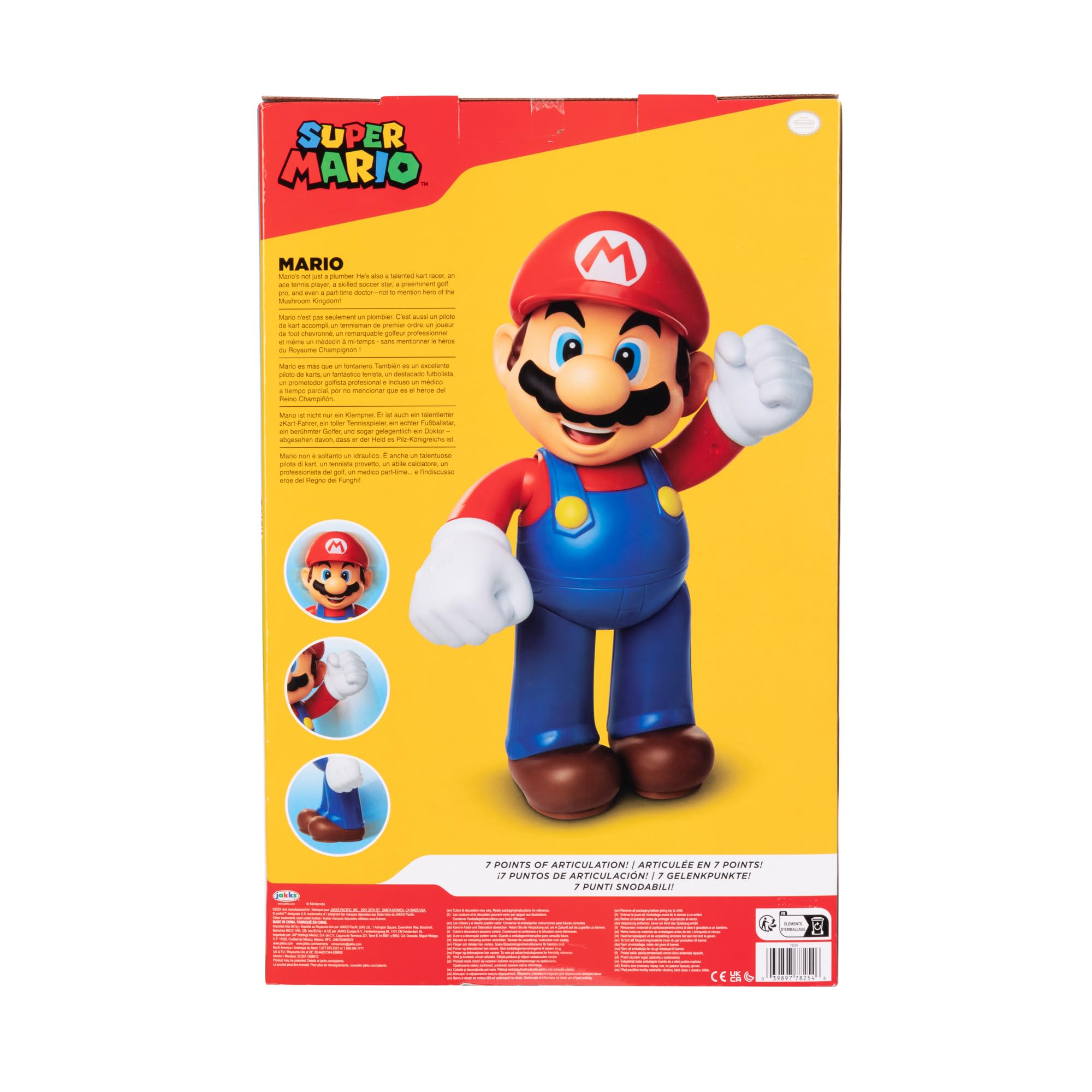Nintendo Super Mario Gigante Posabile - Mario Big Figure 50 cm con 11 Punti di Articolazione - Perfetto per Fan e Collezionisti