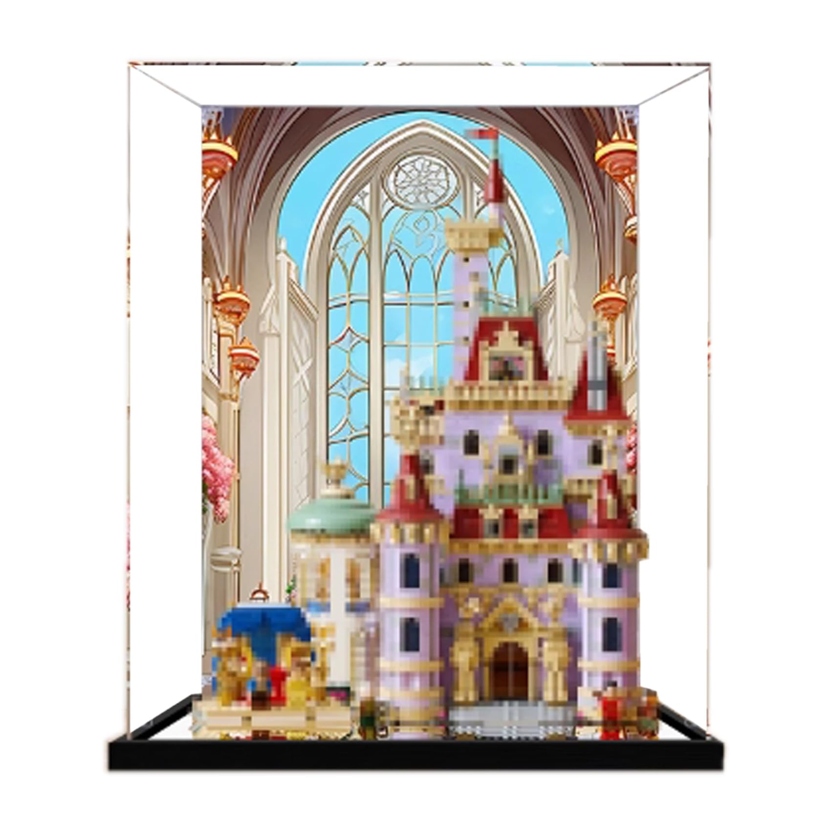 Vitrine en acrylique pour Lego 43263 modèle château La Belle et la Bête, étanche à la poussière, transparent, collection de modèles (modèle non inclus) (fond 3 mm)