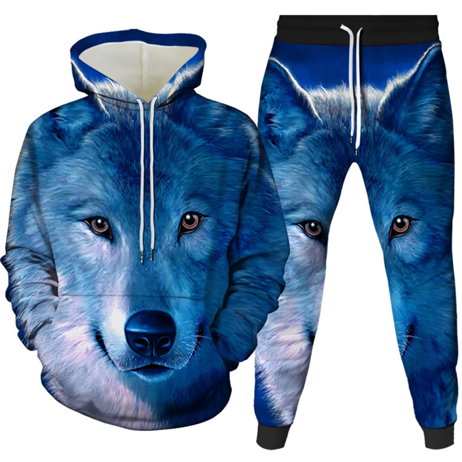 Keephen Men's # 6 Tracksuit Set Animal Wolf 3D Printed Hoodie And Joggers Pants Set Hip Hop Autumn Winter Two Piece Set Sportswear
