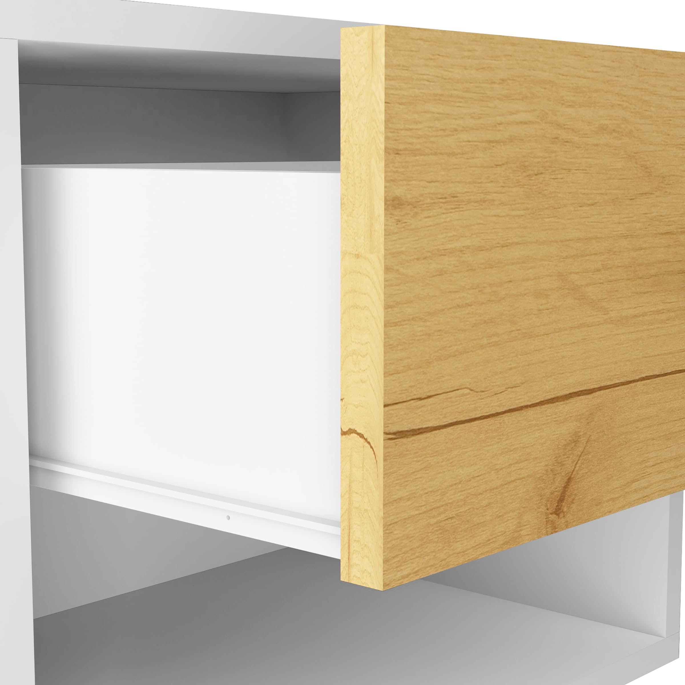 VCM Nachttisch mit Schublade und Ablagefach, 45 x 30 x 70 cm, Beistelltisch im Retro-Design mit Holzfüßen - Singol XL Weiß/Honig-Eiche