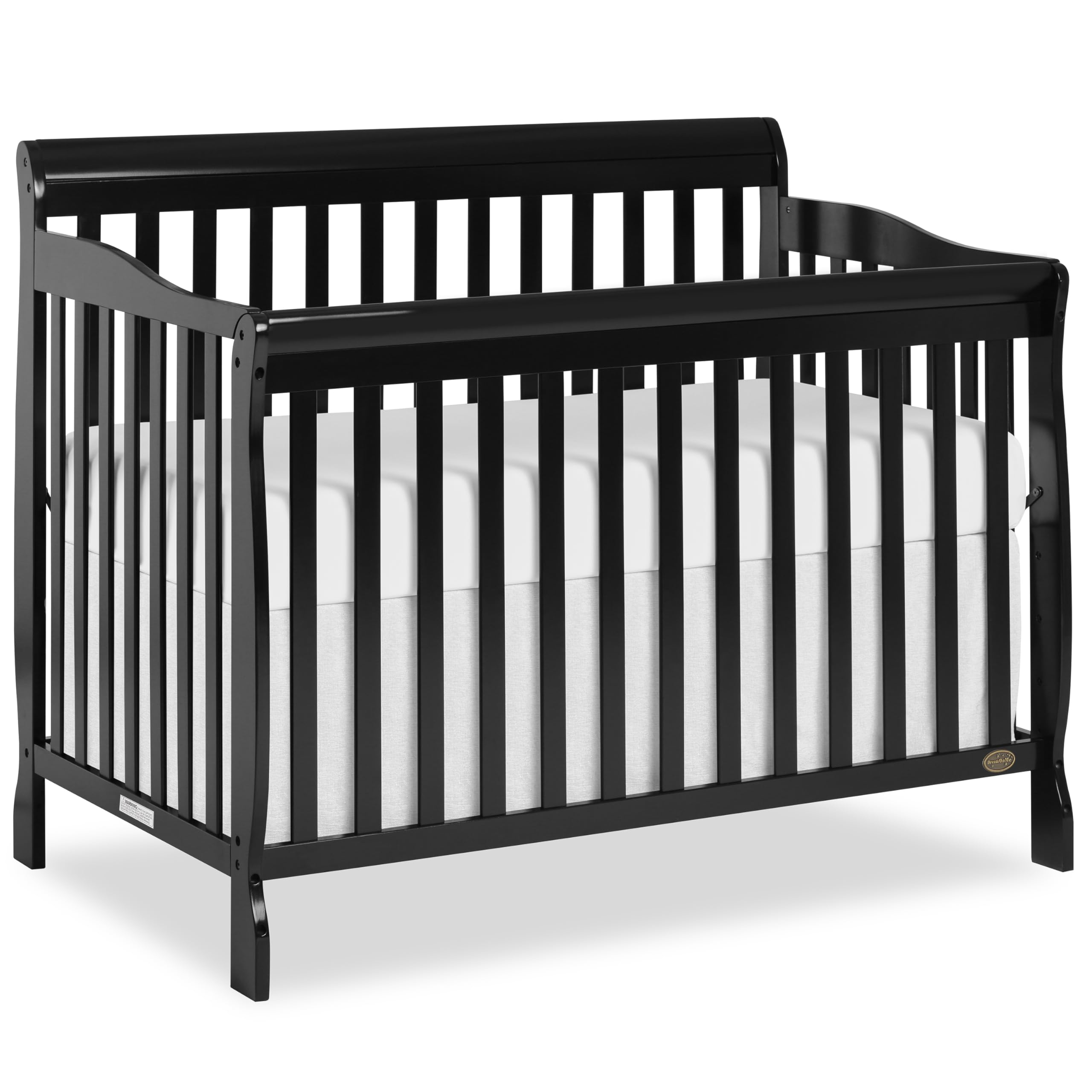 Dream On Me Ashton 4-In-1 Convertible Crib In Black, Greenguard Gold, JPMA Certified, Non-Toxic Finishes, Features 4 Mattress Height Settings, Made Of Solid Pinewood