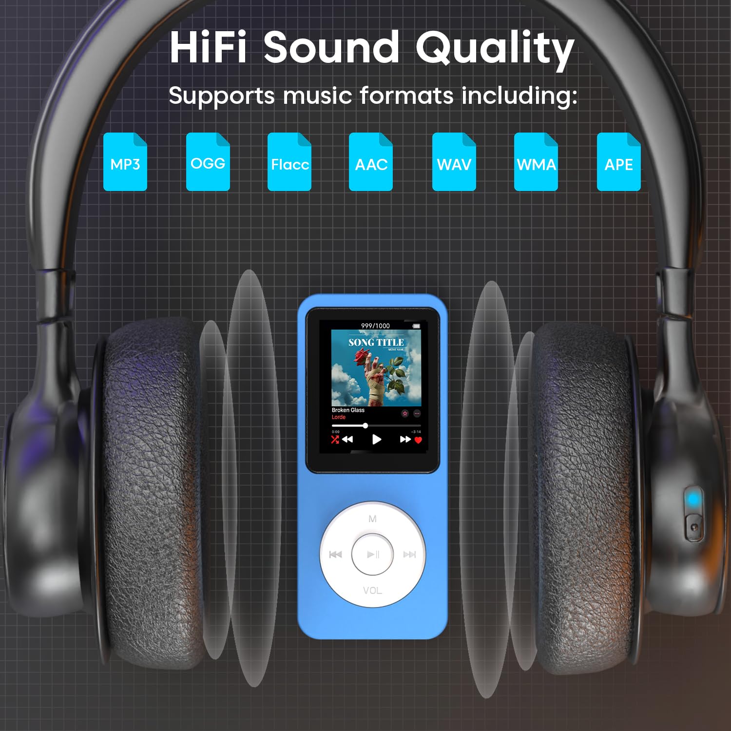 Sounce 16GB Mini MP3 Music Player with Bluetooth 5.4, HiFi Lossless Audio, Video Playback, Voice Recording, FM Radio, E-Book Reader & Built-in Speaker | Expandable Up to 128GB (Blue) — Amazon image 6