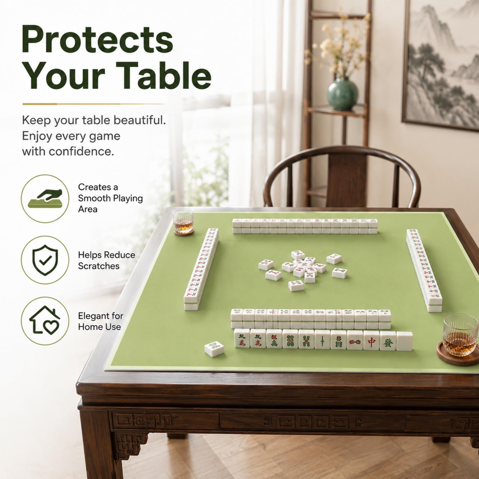 Hiseng Tapete para Mahjong (Estilo 22,90x90cm)