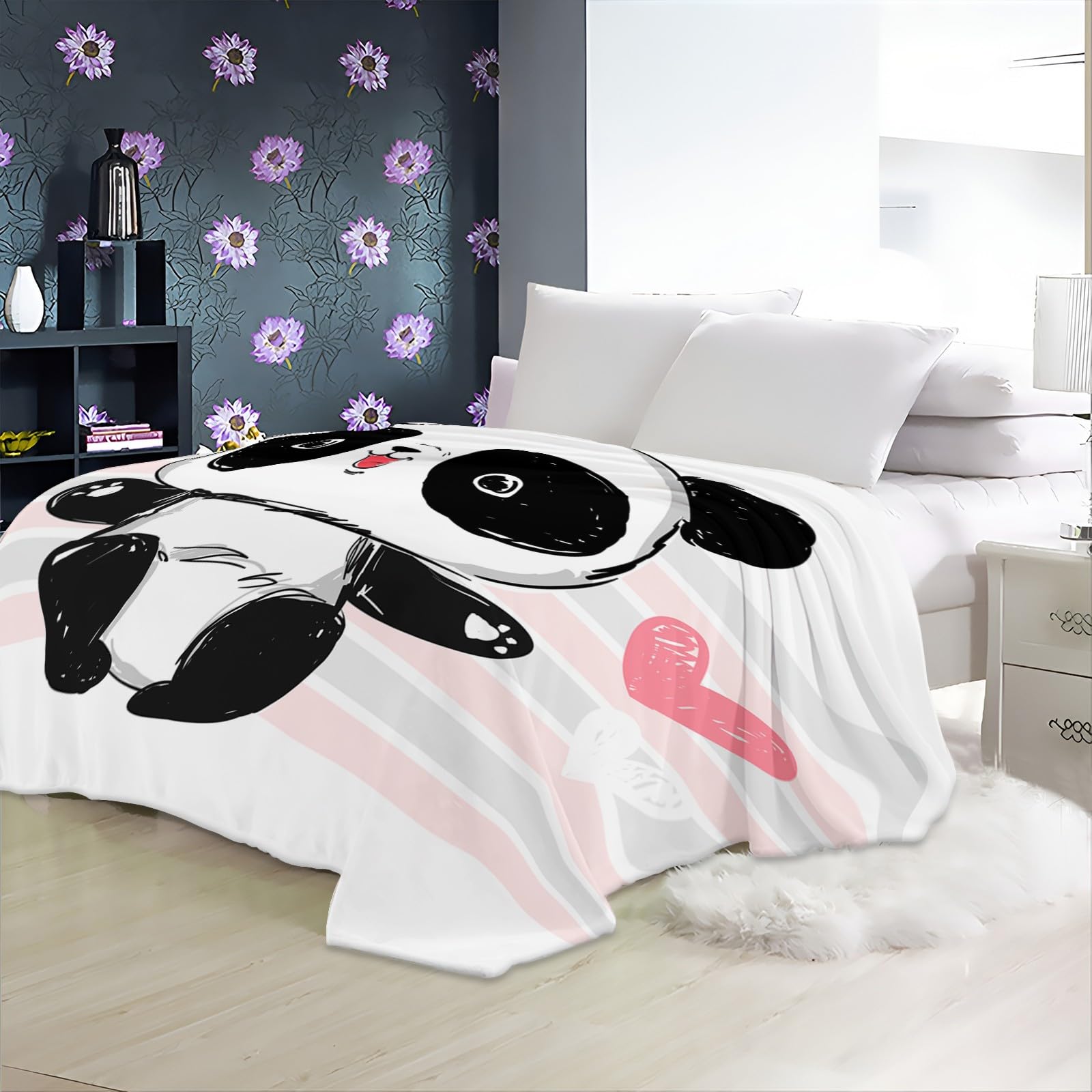 Plaid Couverture Extra Doux Panda De Dessin Animé 180x200 cm Couvre-lit Multi-usages Canapé, Plaid pour lit, Couverture Foulard Doux et Chaude Plaid Canapé Flanelle
