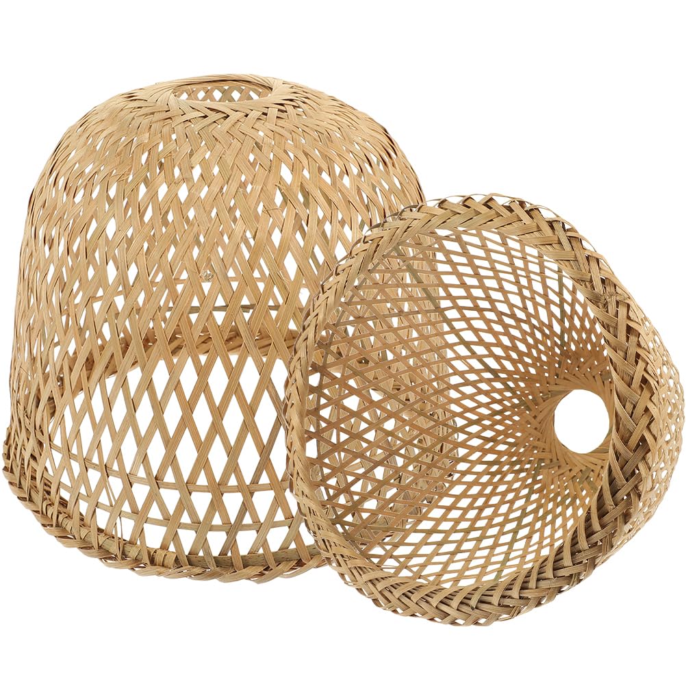 Kichvoe 2 Pezzi Paralume In Bambù Intrecciato Paralume Per Lampadario In Rattan Sostituzione In Vimini Copertura Rustica Per Lampada A Sospensione Per Sala Da Pranzo Arredamento