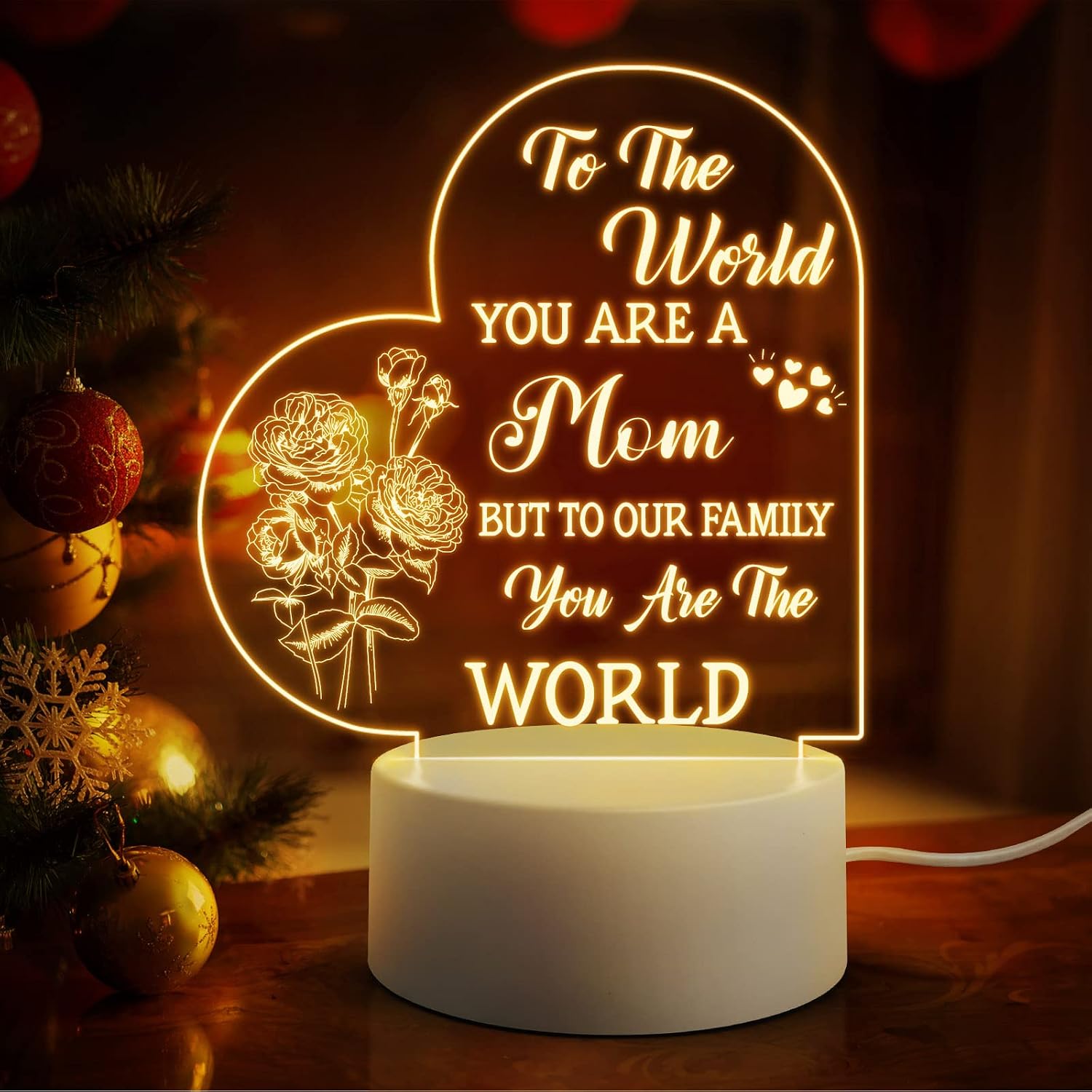 Winzwon Mothers Day Gifts for Mum from Daughter Son Birthday Gifts for Mum Night Light Acrylic Lamp Room Decoration