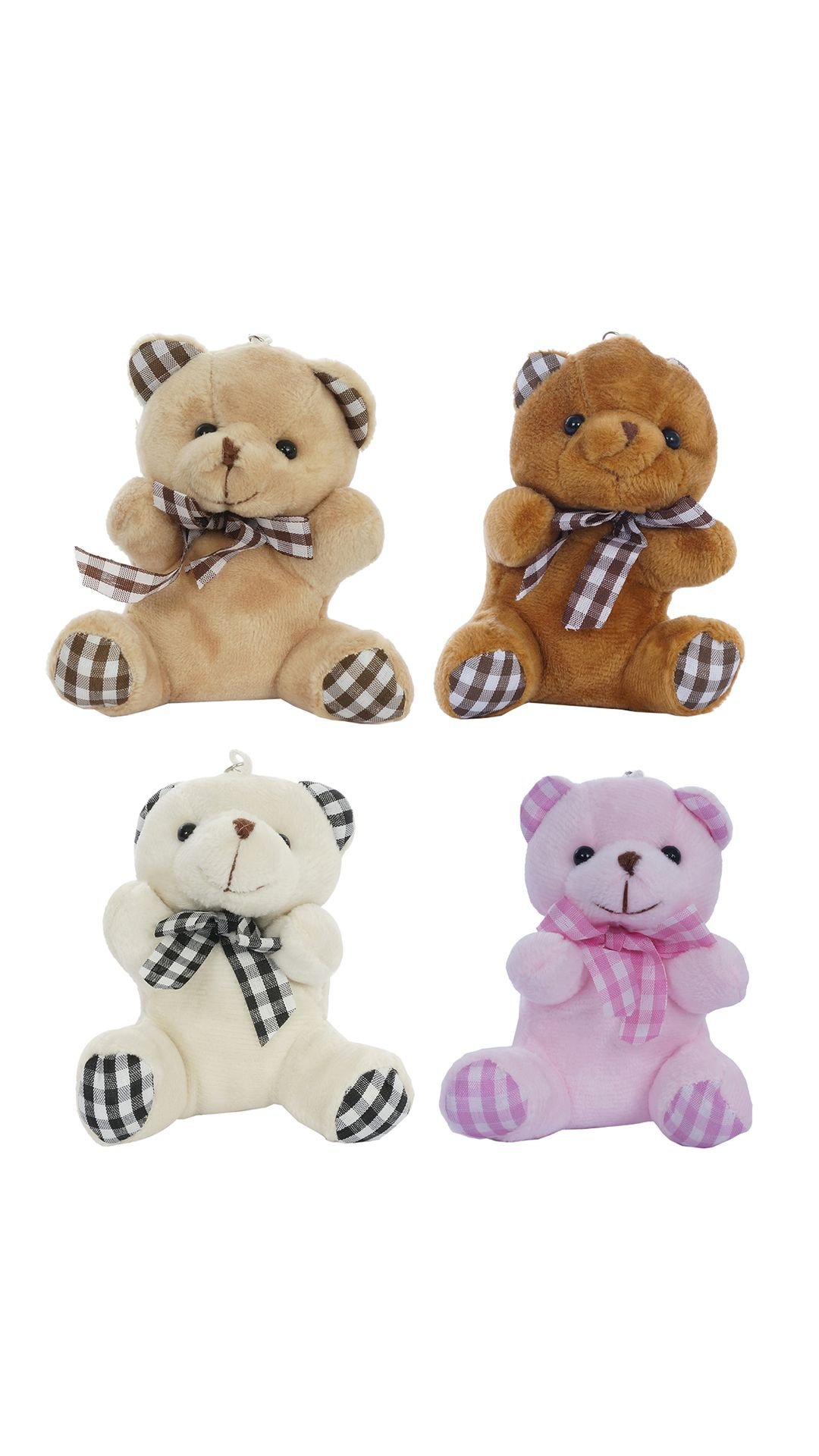 Stuffed Soft Teddy Keychain Toys with Multicolour for Kids Pack of 4