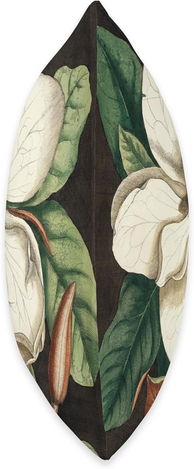 Magnolia Flower Rustic Vintage Botanical Illustration Throw Pillow