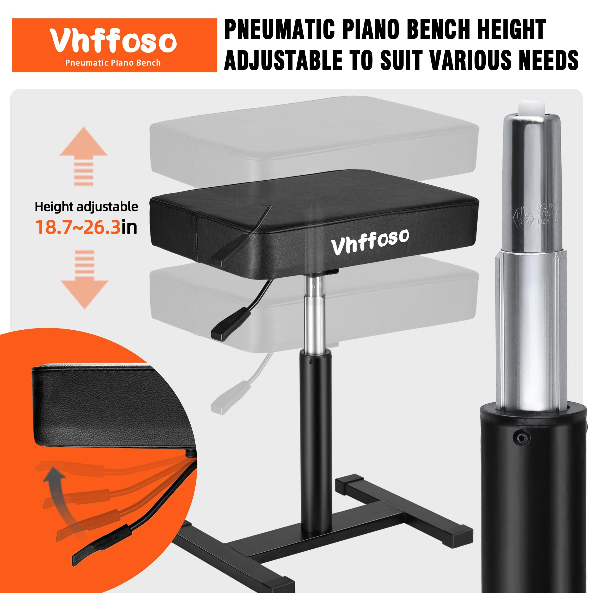 Vhffoso Verstellbare Gepolsterte Keyboardbank, Klavierhocker