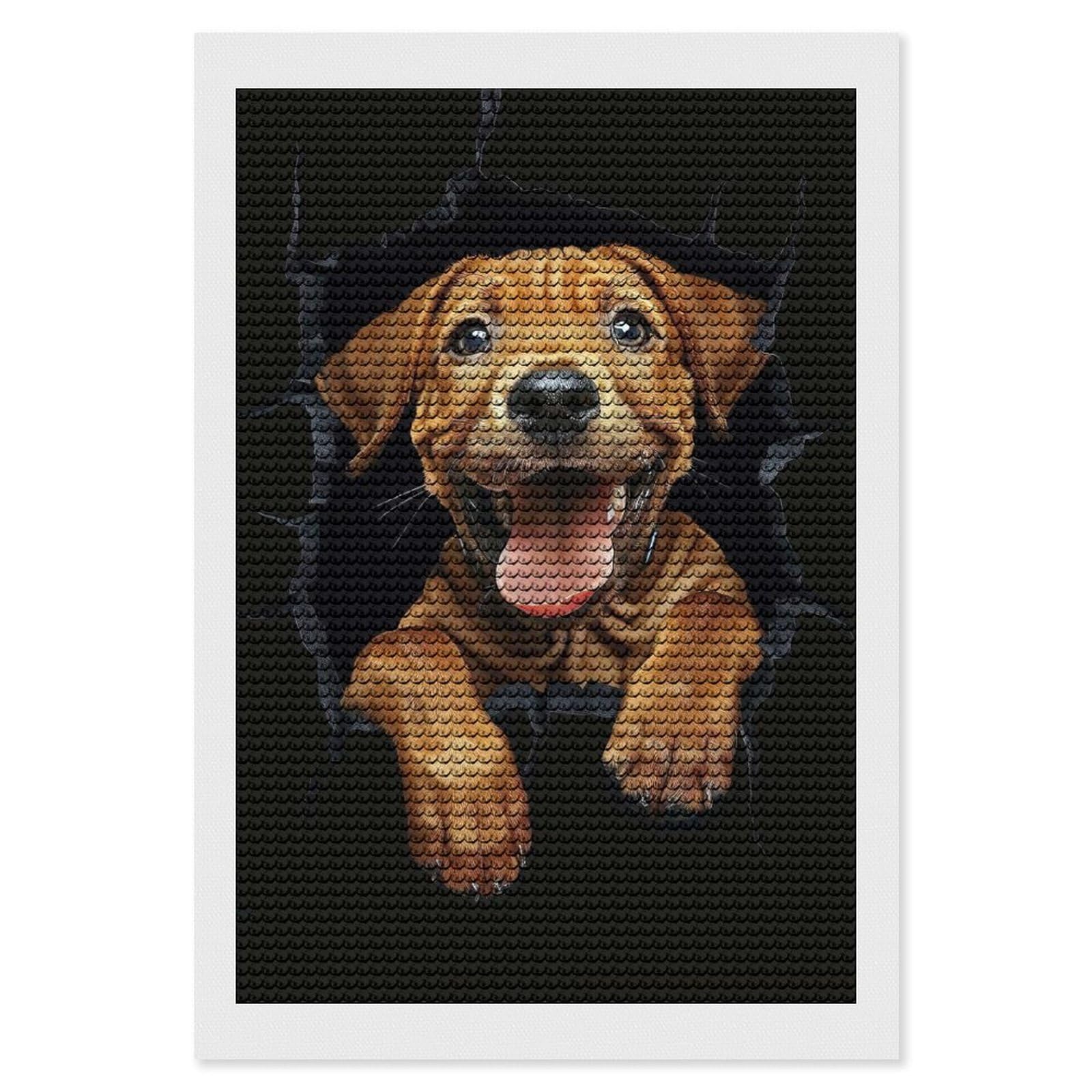 Junmoney Rhodesian Ridgeback Round Drill Diamond Painting 8"x12", Satisfying Creative Project, Complete Accessories, Printed Canvas